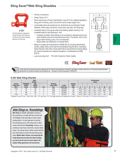 Crosby S-281 Screw Pin Web Shackles